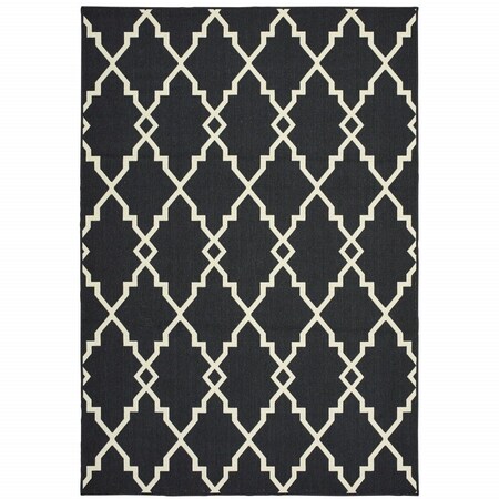 Homeroots 8 x 11 ft. Black & Ivory Trellis Indoor & Outdoor Area Rug 389535